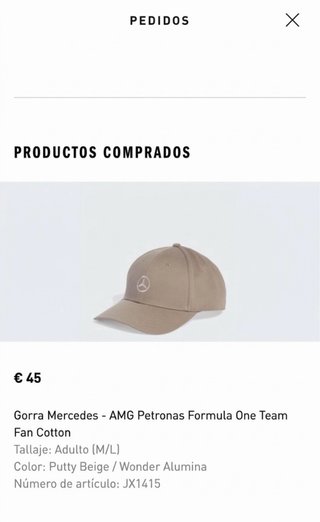 Gorra adidas oficial Mercedes-Petronas Beige