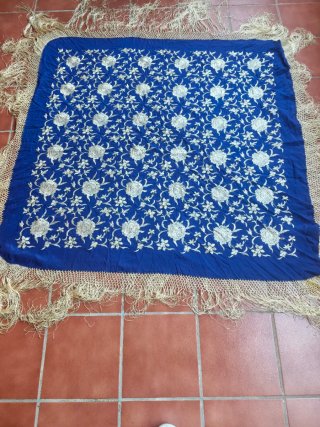 Mantón Manila Bordado Antiguo 1900-1920