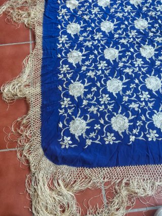 Mantón Manila Bordado Antiguo 1900-1920