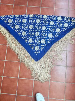 Mantón Manila Bordado Antiguo 1900-1920