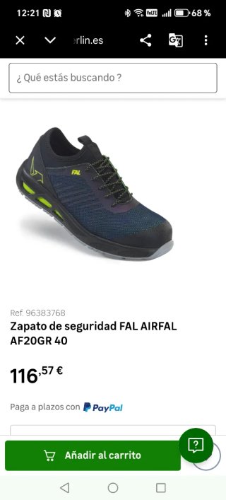 Zapatos de seguridad FAL negros y verdes