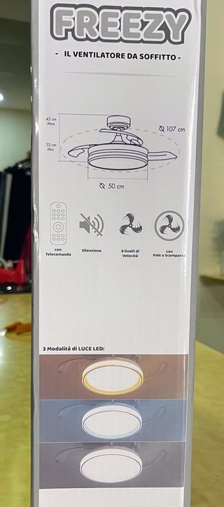 Ventilatore soffitto LED con telecomando