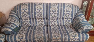Conjunto Sofás 3+2 Azul y Blanco