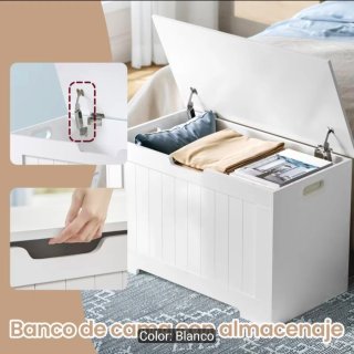 Baúl blanco de madera con cierre suave