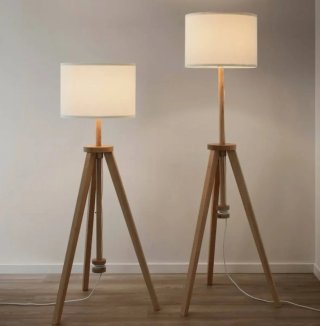 Lámpara de pie Ikea madera y tela