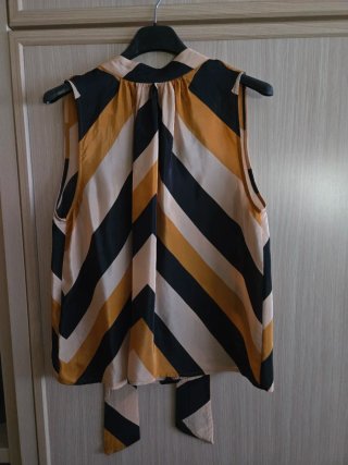 Blusa sin mangas mujer beige, negro, amarillo