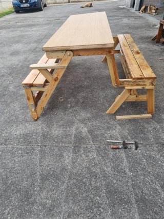 Banco y mesa de madera 2 en 1.ultima OPORTUNIDAD