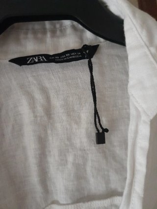 Camisa Zara Lino Blanca Talla XS