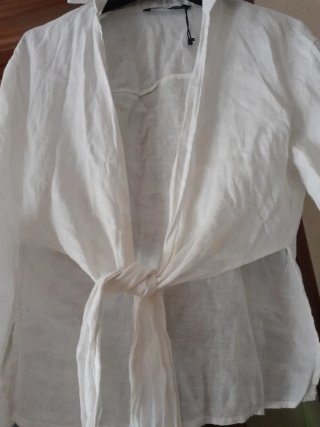 Camisa Zara Lino Blanca Talla XS