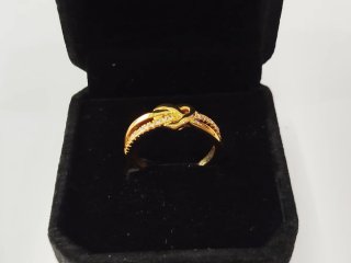 Anillo Plata Ley Baño Oro Corazón Circonitas