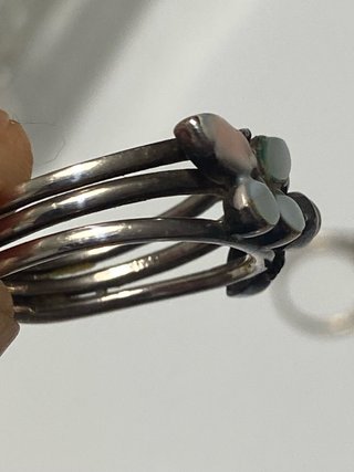 Anillo Plata con Piedras Rosas y Blancas