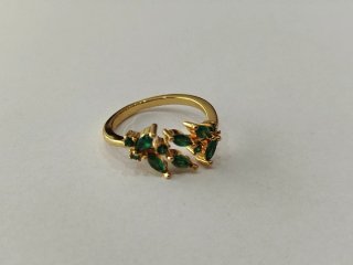 Precioso Anillo Oro  Esmeraldas Marquise