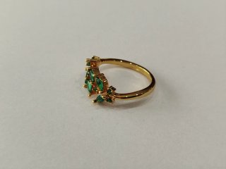 Precioso Anillo Oro  Esmeraldas Marquise
