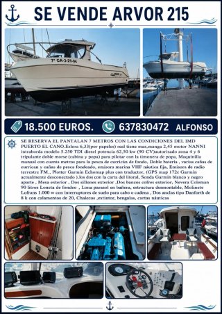 Barco Arvor 215 con motor Nanni