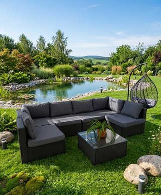Conjunto Muebles Exterior Ratán Gris