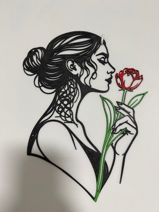 Silueta Mujer 3D Rosa roja