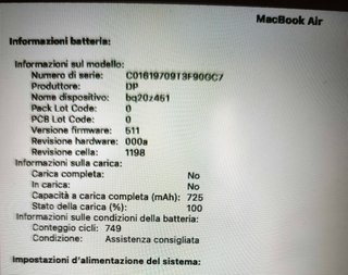 APPLE MACBOOK AIR 2015 - 11.6" CPU i5 mod. A 1465