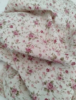 Tela loneta estampado rosas fondo beige