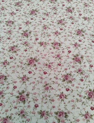 Tela loneta estampado rosas fondo beige