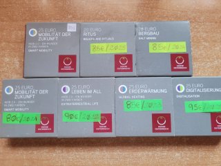 Monedas Austria 20€ y 25€ NIOBIO Varios Años