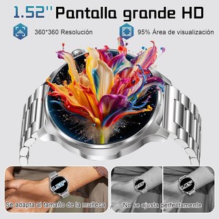 Reloj Inteligente 1000mAh Batería 1.52 Plata