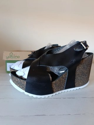 Sandalias Yokono Piel Negras Talla 40