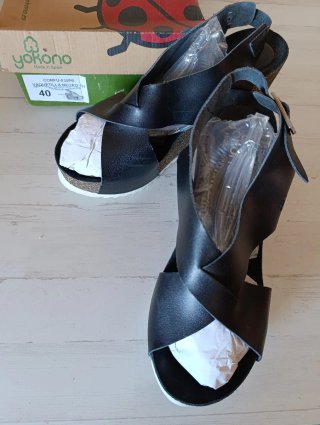 Sandalias Yokono Piel Negras Talla 40