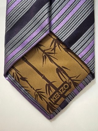 Corbata Kenzo Seda Rayas Morado Gris