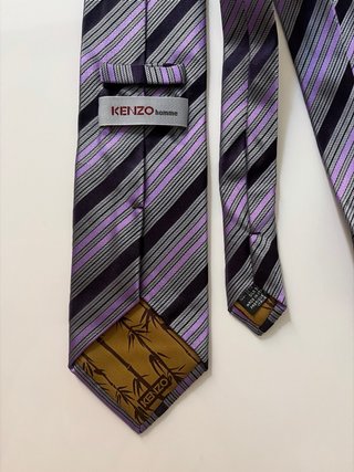 Corbata Kenzo Seda Rayas Morado Gris