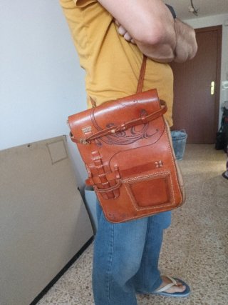 Bolso Cuero Artesanal Marrón