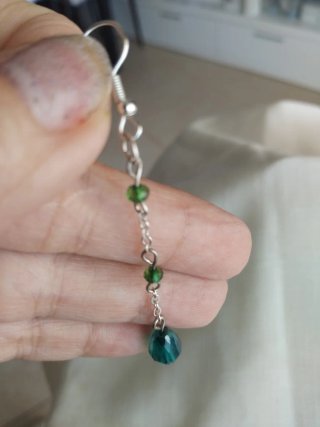 Pendientes verdes largos estilo boho artesanales