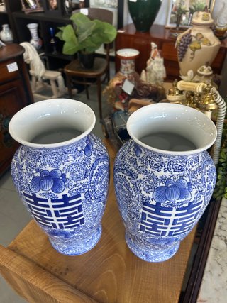 Coppia di vasi cinesi Double Happiness (Qing)