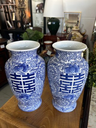 Coppia di vasi cinesi Double Happiness (Qing)