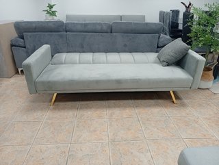 Sofá Cama Bogotá, Gris Terciopelo, Cómodo. OFERTA!