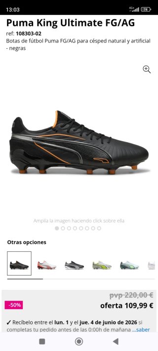 Botas de fútbol Puma King Ultimate FG/AG Número 41