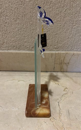 Escultura Flor Cristal Soplado y Mármol