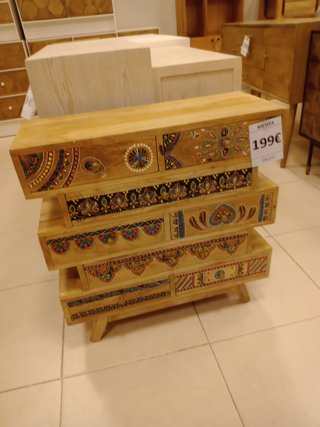 Mesita de noche de madera de mango