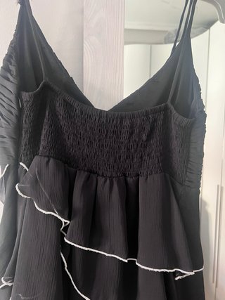 Vestido fiesta midi drapeado volantes gasa