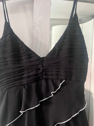 Vestido fiesta midi drapeado volantes gasa