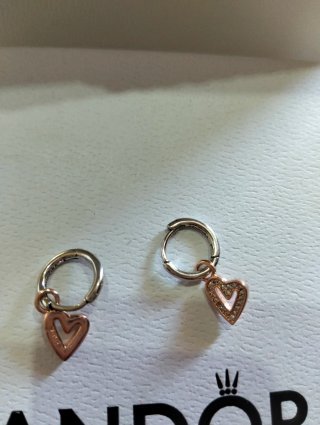Pendientes Pandora Corazón Oro Rosa y Plata