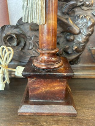 Pareja Lámparas de Mesa Vintage de Mármol y Seda