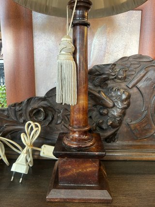 Pareja Lámparas de Mesa Vintage de Mármol y Seda