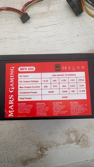 Fuente Alimentación Mars Gaming MPIII850 850W