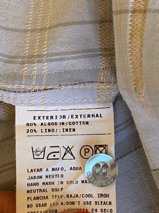 Camisa Caramelo Hombre Talla M Algodón/Lino