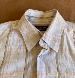 Camisa Caramelo Hombre Talla M Algodón/Lino