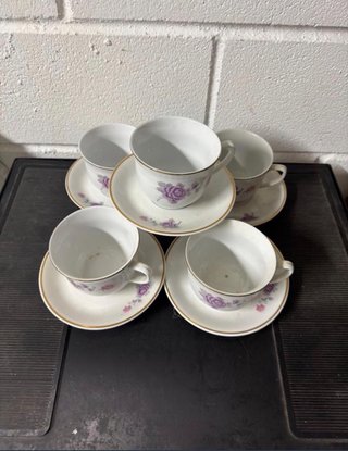 5 tazas sños 70 de porcelana con flores