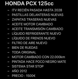 Scooter honda pcx 125 año 2012