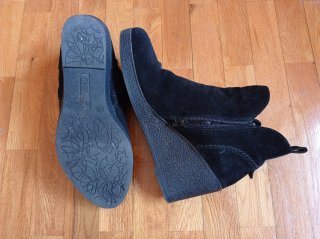 Botines de ante negros para mujer, talla 38