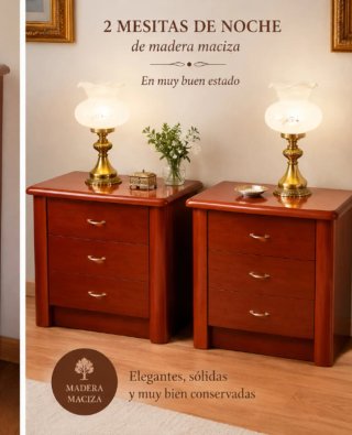 Dormitorio madera: cama, mesitas y sinfonier
