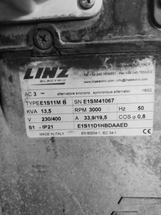 Generador INMESOL, trifásico de 15KVA de gasoil.